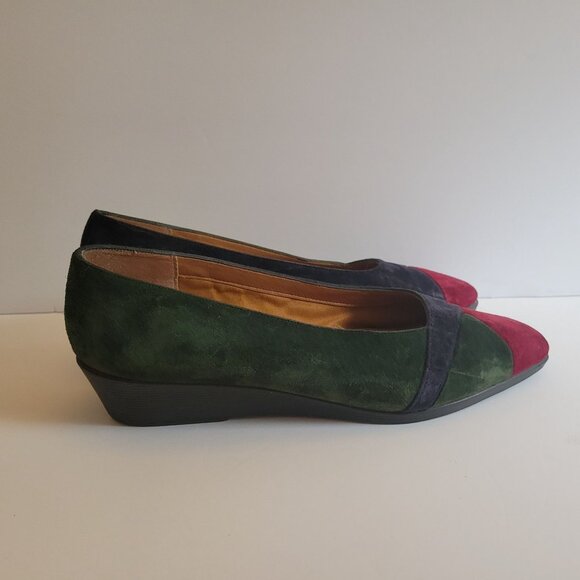 Naturalizer Womens Multicolor Suede Slip-On Wedge Shoes Size 7 colorblock - Picture 2 of 6